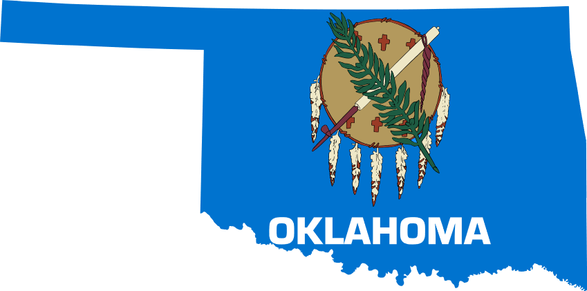 Oklahoma Flag Inside State Shape