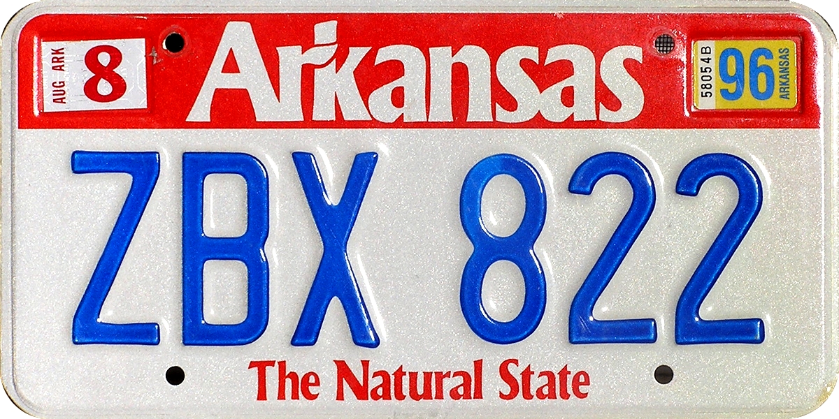 Arkansas License Plate Series 1989 Arkansas License Plate