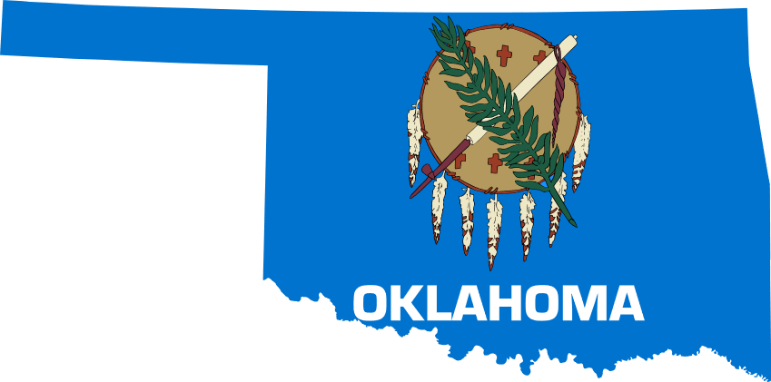 Oklahoma Symbol and State Oklahoma Flag Inside State Shape