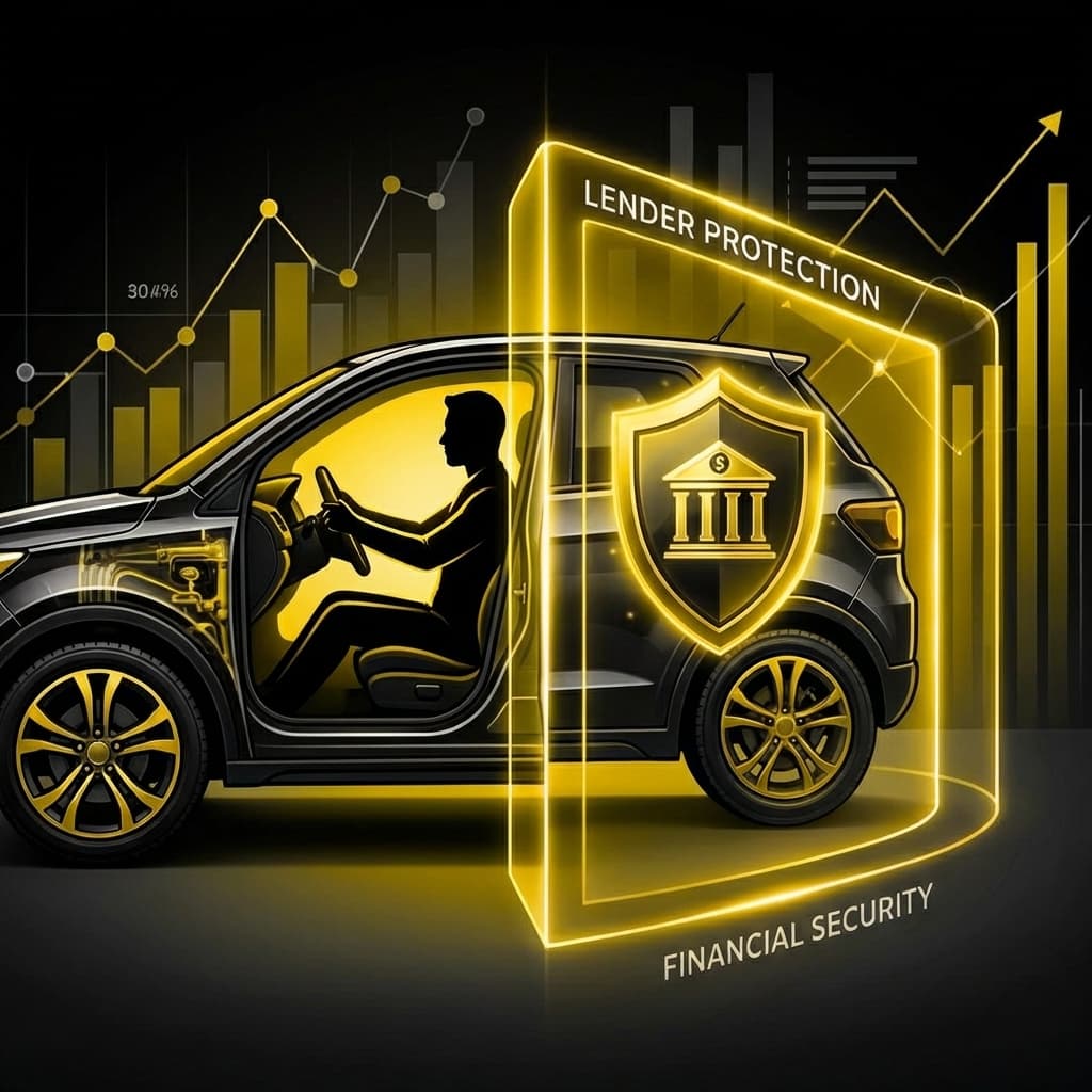 Illustration showing collateral protection insurance covering the lender but not the driver compared to full coverage car insurance in Oklahoma