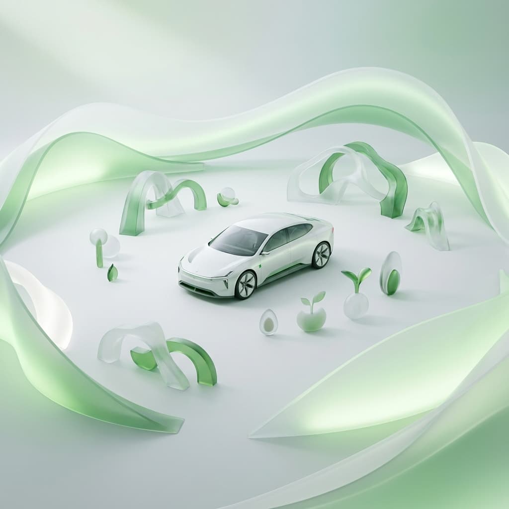 abstract car with surrounding elements representing how liability insurance costs change by age in Oklahoma