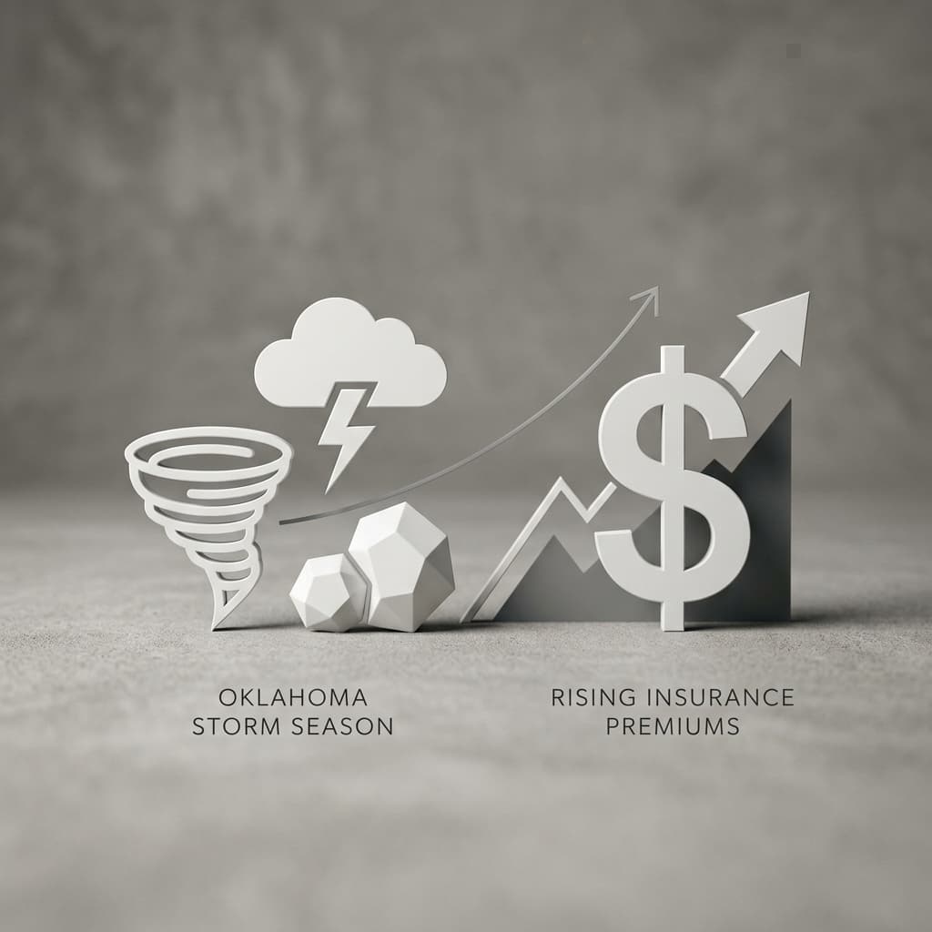Illustration showing how Oklahoma storms and hail damage affect auto insurance rates