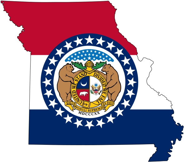 Missouri State Outline and Colors with State Symbol Missouri