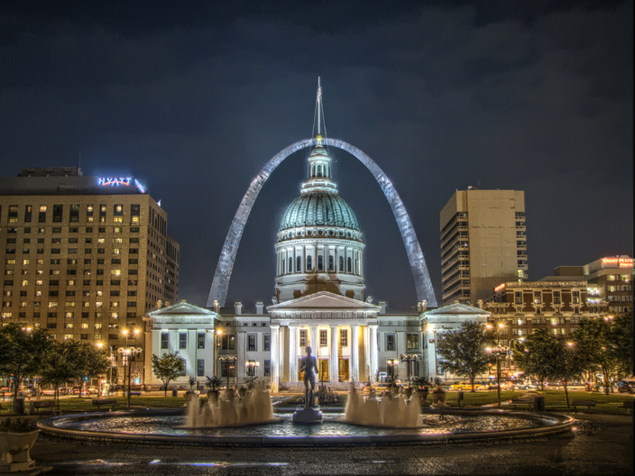 Saint Louis, Missouri Downtown Arch at Night St. Louis Arch